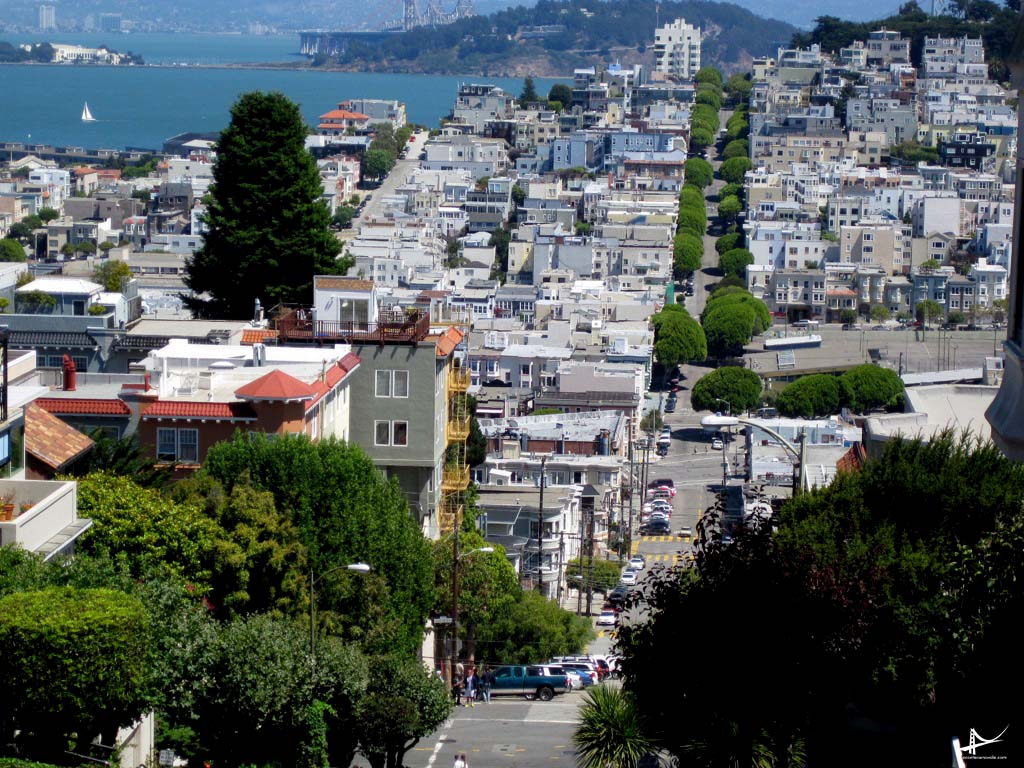 Vista do cable car próximo a Lombard Street em San Francisco