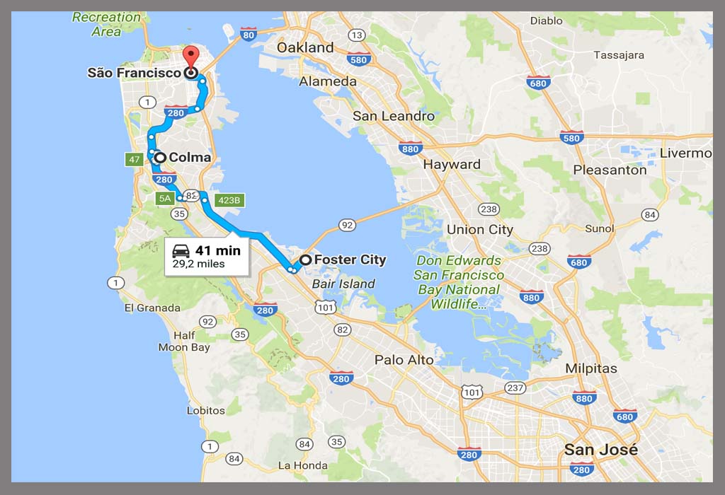 Mapa SF para Foster City